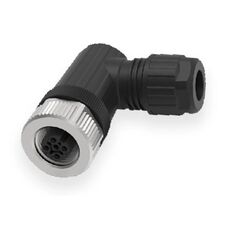 Угловой разъем M12 "мама" (4 pin, A-code) с клеммами, для кабеля Ø4…6 мм, Разъем 1: M12 гнездо, Число контактов: 4, Исполнение разъема 1: угловой, Модификация: стандарт, Электрическое подключение: кабель Ø4…6 мм  – ТА