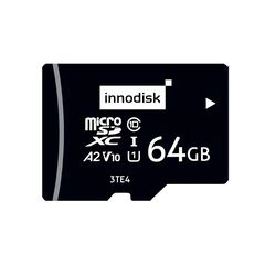 Карта памяти MicroSD 64GB, серия 3TE4 (TLC BiCS5), UHS I, −40…+85°C, Объем: 64 GB, Рабочая температура: -40…+85°C, Чипы флэш-памяти: Innodisk BiCS5  – ТА