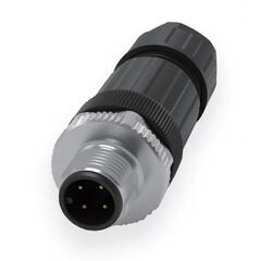 Прямой разъем M12 "папа" (4 pin, A-code) с клеммами, для кабеля Ø6…8 мм, Разъем 1: M12 штекер, Число контактов: 4, Исполнение разъема 1: прямой, Модификация: стандарт, Электрическое подключение: кабель Ø6…8 мм  – ТА