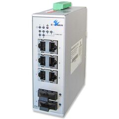 Коммутатор 6×100TX + 2×100FX MM 2км ST, −20…+60°С, Порты 10/100Base-TX: 6, Порты 100Mbit оптика: Multi-mode (2 порта), Дальность передачи FX: 2 км, Оптические разъемы FX: ST  – ТА