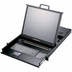 KVM-консоль AMK816, монитор 19", 16 портов VGA+USB/PS2, Диагональ экрана: 19", Яркость: 300 нит, Сенсорный экран: нет, Интерфейс: VGA+USB, KVM-переключатель: 16 портов, Питание: 220 VAC  – ТА