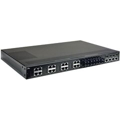 L2 коммутатор 16×100TX + 8×100FX MM 2км ST + 4×Gigabit TX/SFP, 220 VAC, Порты 10/100Base-TX: 16, Порты 100Mbit оптика: Multi-mode (8 портов), Дальность передачи FX: 2 км, Оптические разъемы FX: ST, Питание: 220 VAC  – ТА