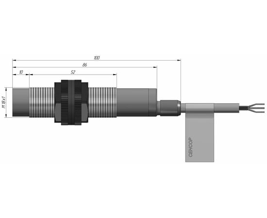 Индуктивный датчик M18×86 (Sn=8 мм), PNP "НО", 24 VDC, кабель 2 м, Монтажное исполнение: неутапливаемое, Функция выхода: НО, Электрическое исполнение: PNP, Защита выхода: тактовая, Модификация: стандарт, Электрическое подключение: кабель, Длина кабеля: 2 м, фото 4  – ТА