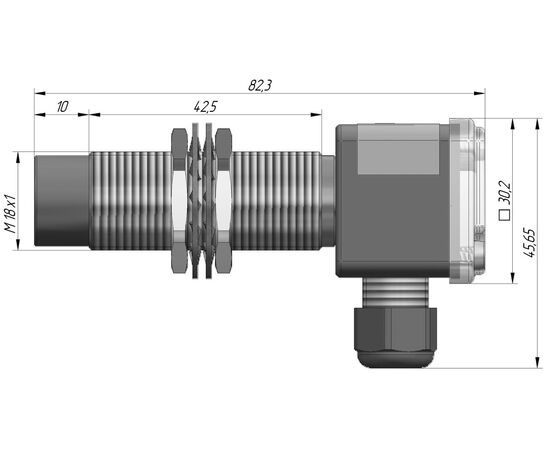 Индуктивный датчик M18×82 (Sn=12 мм с регулировкой), PNP "ИЛИ", 24 VDC, клеммник, Монтажное исполнение: неутапливаемое, Функция выхода: НО+НЗ, Электрическое исполнение: PNP, Модификация: увеличенное Sn, Электрическое подключение: клеммник, фото 4  – ТА