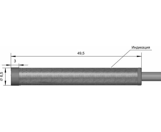 Индуктивный датчик Ø6.5×50 (Sn=2.5 мм), PNP "НО", 24 VDC, кабель 2 м, Монтажное исполнение: неутапливаемое, Функция выхода: НО, Электрическое исполнение: PNP, Модификация: стандарт, Электрическое подключение: кабель, Длина кабеля: 2 м, фото 4  – ТА