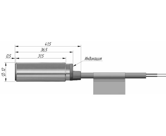 Индуктивный датчик Ø12×37 (Sn=2 мм), PNP "НО", 24 VDC, кабель 2 м, Монтажное исполнение: утапливаемое, Функция выхода: НО, Электрическое исполнение: PNP, Модификация: стандарт, Электрическое подключение: кабель, Длина кабеля: 2 м, фото 4  – ТА