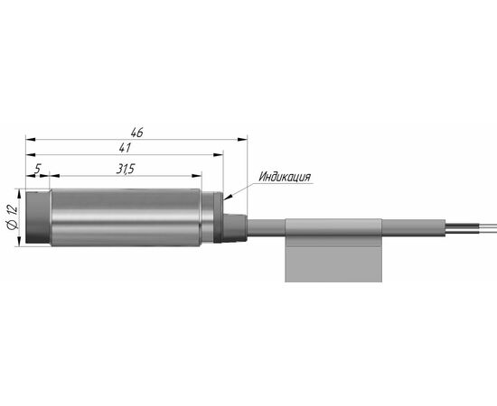 Индуктивный датчик Ø12×41 (Sn=4 мм), PNP "НО", 24 VDC, кабель 2 м, Монтажное исполнение: неутапливаемое, Функция выхода: НО, Электрическое исполнение: PNP, Модификация: стандарт, Электрическое подключение: кабель, Длина кабеля: 2 м, фото 4  – ТА