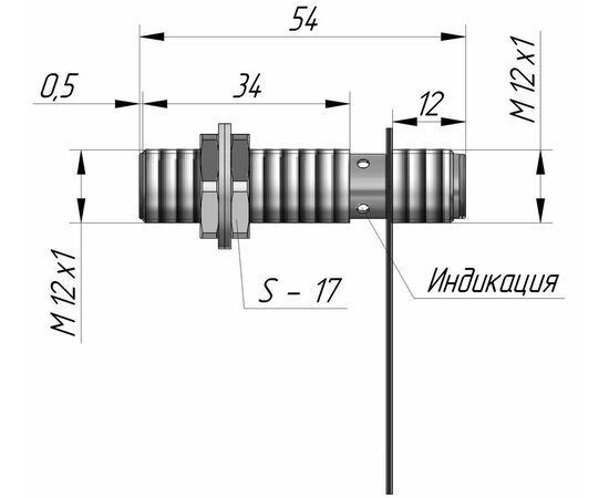 Индуктивный датчик M12×54 (Sn=2 мм), PNP "НО", 24 VDC, разъем M12, Монтажное исполнение: утапливаемое, Функция выхода: НО, Электрическое исполнение: PNP, Модификация: стандарт, Электрическое подключение: разъем M12, фото 4  – ТА