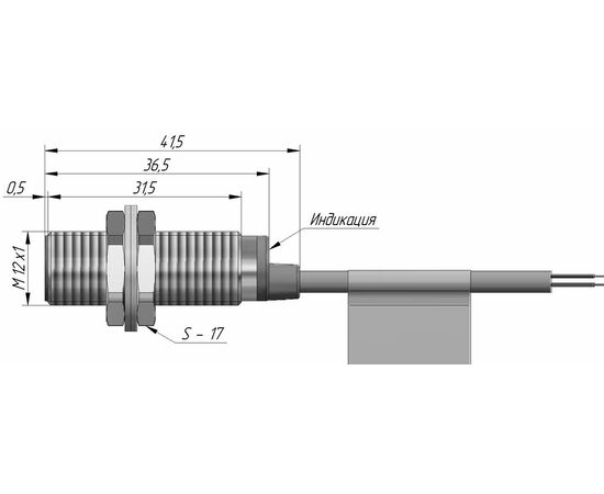Индуктивный датчик M12×37 (Sn=4 мм), PNP "НО", 24 VDC, кабель 2 м, Монтажное исполнение: утапливаемое, Функция выхода: НО, Электрическое исполнение: PNP, Модификация: увеличенное Sn, Электрическое подключение: кабель, фото 4  – ТА