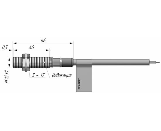Индуктивный датчик M12×40 (Sn=2 мм), NPN "НО", 24 VDC, взрывозащита Ex mb IIC/IIIC, кабель 2 м со штуцером, −55…+60°C, Монтажное исполнение: утапливаемое, Функция выхода: НО, Электрическое исполнение: NPN, Модификация: Ex, от −55°C, Электрическое подключение: кабель со штуцером, фото 4  – ТА