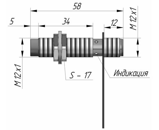 Индуктивный датчик M12×58 (Sn=4 мм), PNP "ИЛИ", 24 VDC, разъем M12, Монтажное исполнение: неутапливаемое, Функция выхода: НО+НЗ, Электрическое исполнение: PNP, Модификация: стандарт, Электрическое подключение: разъем M12, фото 4  – ТА