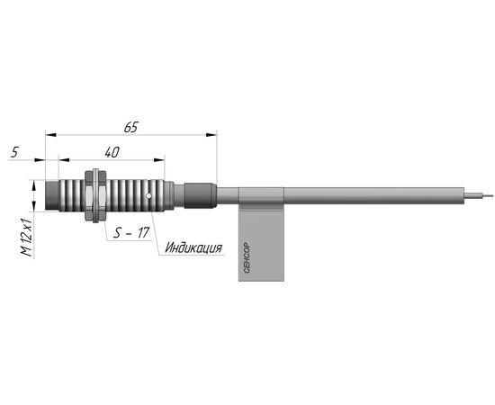 Индуктивный датчик M12×40 (Sn=4 мм), PNP "НО", 24 VDC, кабель 2 м, −25…+100°C, Монтажное исполнение: неутапливаемое, Функция выхода: НО, Электрическое исполнение: PNP, Модификация: до +100°C, Электрическое подключение: кабель, фото 4  – ТА