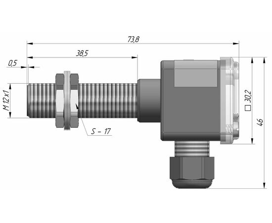 Индуктивный датчик M12×74 (Sn=2 мм), PNP "НО", 24 VDC, клеммник, Монтажное исполнение: утапливаемое, Функция выхода: НО, Электрическое исполнение: PNP, Модификация: стандарт, Электрическое подключение: клеммник, фото 4  – ТА
