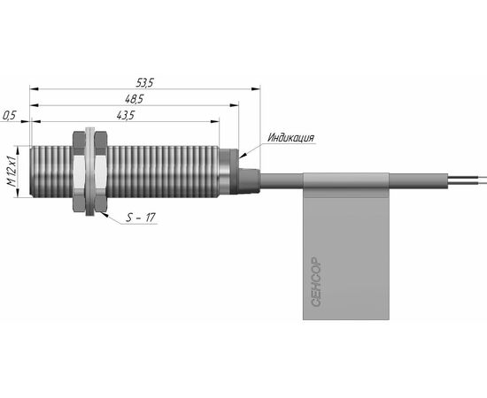 Индуктивный датчик M12×49 (Sn=2 мм), PNP "НО", 24 VDC, кабель 2 м, Монтажное исполнение: утапливаемое, Функция выхода: НО, Электрическое исполнение: PNP, Модификация: стандарт, Электрическое подключение: кабель, фото 4  – ТА