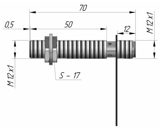 Индуктивный датчик M12×70 (Sn=2 мм), PNP "ИЛИ", 24 VDC, разъем M12, Тип напряжения: DC, Монтажное исполнение: утапливаемое, Функция выхода: НО+НЗ, Электрическое исполнение: PNP, Модификация: стандарт, Электрическое подключение: разъем M12, фото 4  – ТА