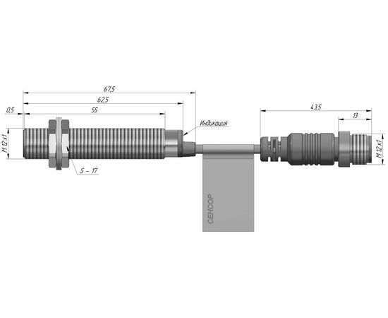 Индуктивный датчик M12×63 (Sn=4 мм), PNP "НО", 24 VDC, выносной разъем M12, Тип напряжения: DC, Монтажное исполнение: утапливаемое, Функция выхода: НО, Электрическое исполнение: PNP, Модификация: увеличенное Sn, Электрическое подключение: разъем M12 на кабеле, фото 4  – ТА