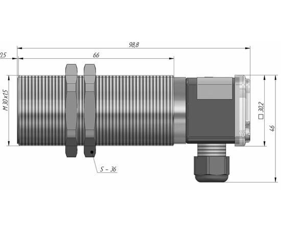 Индуктивный датчик M30×99 (Sn=10 мм), 2-пров. AC "НЗ", 20…250 VAC, клеммник, Тип напряжения: AC, Монтажное исполнение: утапливаемое, Функция выхода: НЗ, Электрическое исполнение: 2 wire, Защита выхода: отсутствует, Модификация: стандарт, Электрическое подключение: клеммник, фото 5  – ТА