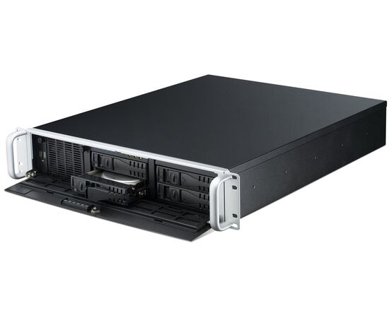 Корпус промышленного сервера 2U 19" для материнских плат ATX и Riser Card, 4 hot-swap отсека, БП 350 Вт, Цвет: черный, Комплектный блок питания: 350 Вт, фото 5  – ТА