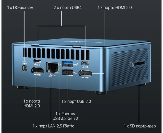 Мини ПК (неттоп) GEEKOM Mini IT 13 с Core i9-13900HK, 32 ГБ RAM / 1 ТБ SSD, WiFi+BT, Win11 Pro, Установленный CPU: i9-13900HK, Установленное ОЗУ: 32 GB, Установленный накопитель: 1 TB M.2 NVMe 1.4, фото 3  – ТА