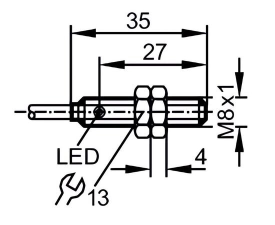 Индуктивный датчик M8×35 (Sn=1 мм), PNP "НО", 24 VDC, кабель 2 м, фото 4  – ТА