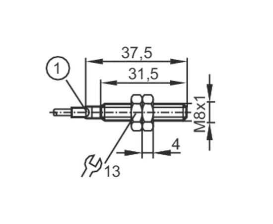 Индуктивный датчик M8×38 (Sn=3 мм, K=1), PNP "НО", 24 VDC, кабель 10 м PUR, Монтажное исполнение: утапливаемое, Функция выхода: НО, Электрическое исполнение: PNP, Электрическое подключение: кабель, Длина кабеля: 10 м, фото 4  – ТА