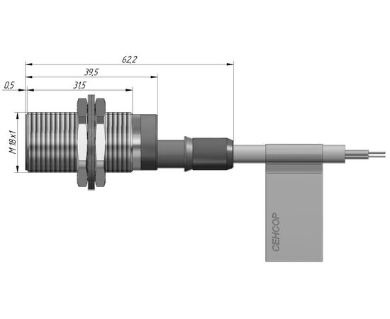 Индуктивный датчик M18×40 (Sn=5 мм), NPN "ИЛИ", 24 VDC, взрывозащита Ex mb IIC/IIIC, кабель 2 м со штуцером, Монтажное исполнение: утапливаемое, Функция выхода: НО+НЗ, Электрическое исполнение: NPN, Модификация: Ex, Электрическое подключение: кабель со штуцером, фото 4  – ТА