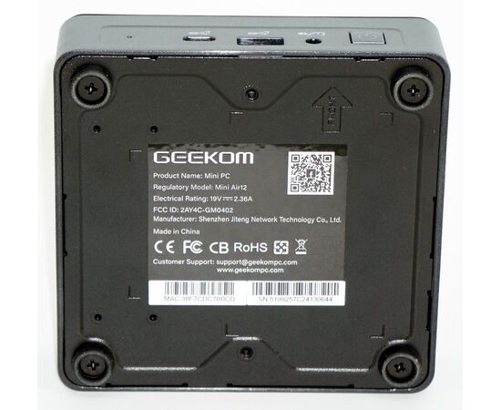 Мини ПК (неттоп) GEEKOM Air12 с Intel N100 (Alder Lake-N), 16GB RAM / 512GB SSD, WiFi+BT, Win11 Pro, фото 5  – ТА