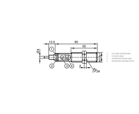 Емкостный датчик M18×92, 0.5…30 мм, NPN НО/НЗ, кабель 2 м, фото 4  – ТА