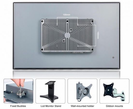 Промышленный панельный компьютер 21.5" с Core i3-8145U, 4×USB, 2×RS-232/422/485, 2×GbE LAN и мультисенсорным экраном, Диагональ экрана: 21.5", Соотношение сторон: 16:9, Сенсорный экран: ёмкостный мультисенсорный, Установленный CPU: i3-8145U, Материал передней рамки: алюминий анодир., фото 8  – ТА