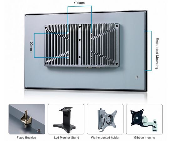 Промышленный панельный компьютер 21.5" с Core i7-1255U, 5×USB, 2×RS-232/422/485, 3×LAN и мультисенсорным экраном, Диагональ экрана: 21.5", Соотношение сторон: 16:9, Сенсорный экран: ёмкостный мультисенсорный, Установленный CPU: i7-1255U, Материал передней рамки: алюминий анодир., фото 9  – ТА