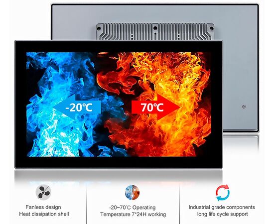 Промышленный панельный компьютер 18.5" с Core i3-8145U, 4×USB, 2×RS-232/422/485, 2×GbE LAN и мультисенсорным экраном, Диагональ экрана: 18.5", Соотношение сторон: 16:9, Сенсорный экран: ёмкостный мультисенсорный, Установленный CPU: i3-8145U, Материал передней рамки: алюминий анодир., фото 6  – ТА