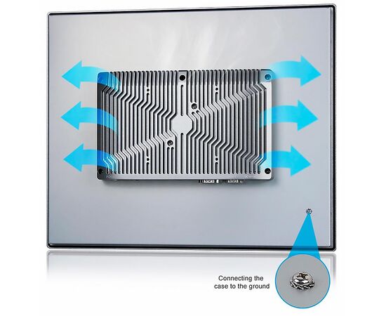 Промышленный панельный компьютер 19" с Core i3-8145U, 4×USB, 2×RS-232/422/485, 2×GbE LAN и мультисенсорным экраном, Диагональ экрана: 19", Соотношение сторон: 5:4, Сенсорный экран: ёмкостный мультисенсорный, Установленный CPU: i3-8145U, Материал передней рамки: алюминий анодир., фото 3  – ТА