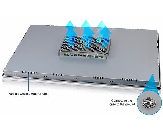 Промышленный панельный компьютер 31.5" с Core i3-8145U, 4×USB, 2×RS-232/422/485, 2×GbE LAN и мультисенсорным экраном, Диагональ экрана: 31.5", Соотношение сторон: 16:9, Сенсорный экран: ёмкостный мультисенсорный, Установленный CPU: i3-8145U, Материал передней рамки: алюминий анодир., фото 5  – ТА