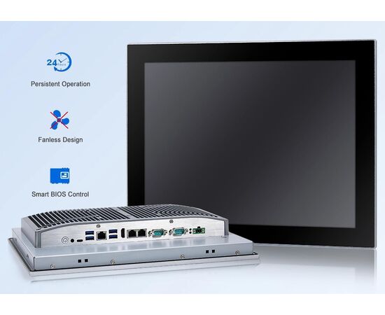 Промышленный панельный компьютер 15" с Core i7-1255U, 5×USB, 2×RS-232/422/485, 3×LAN и мультисенсорным экраном, Диагональ экрана: 15", Соотношение сторон: 4:3, Сенсорный экран: ёмкостный мультисенсорный, Установленный CPU: i7-1255U, Материал передней рамки: алюминий анодир., фото 7  – ТА
