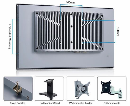 Промышленный панельный компьютер 18.5" с Core i5-1235U, 5×USB, 2×RS-232/422/485, 3×LAN и мультисенсорным экраном, Диагональ экрана: 18.5", Соотношение сторон: 16:9, Сенсорный экран: ёмкостный мультисенсорный, Установленный CPU: i5-1235U, Материал передней рамки: алюминий анодир., фото 8  – ТА