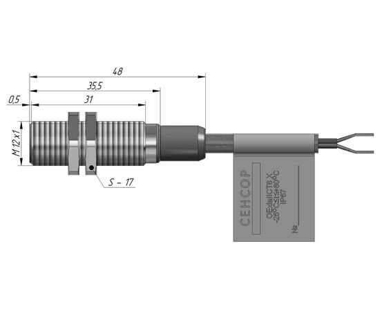 Индуктивный датчик M12×36 (Sn=2 мм), NAMUR, взрывозащита Ex ia IIC/IIIC, кабель 2 м, латунь, Монтажное исполнение: утапливаемое, Электрическое исполнение: NAMUR, Модификация: латунь, Электрическое подключение: кабель, фото 4  – ТА