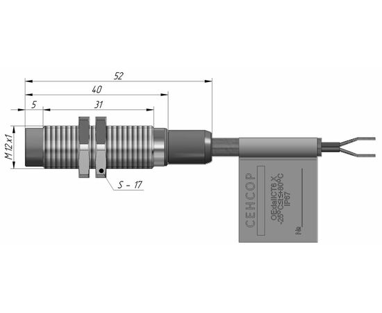 Индуктивный датчик M12×40 (Sn=4 мм), NAMUR, взрывозащита Ex ia IIC/IIIC, кабель 2 м, латунь, Монтажное исполнение: неутапливаемое, Электрическое исполнение: NAMUR, Модификация: латунь, Электрическое подключение: кабель, фото 4  – ТА