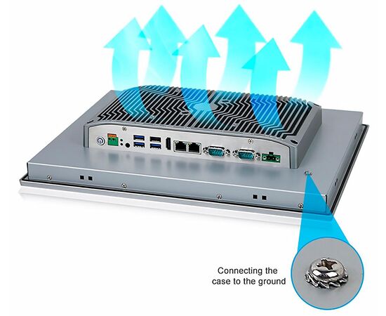 Промышленный панельный компьютер 15" с Core i3-8145U, 4×USB, 2×RS-232/422/485, 2×GbE LAN и мультисенсорным экраном, Диагональ экрана: 15", Соотношение сторон: 4:3, Сенсорный экран: ёмкостный мультисенсорный, Установленный CPU: i3-8145U, Материал передней рамки: алюминий анодир., фото 6  – ТА