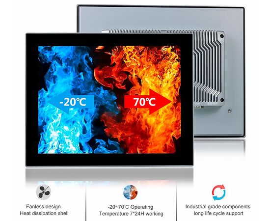 Промышленный панельный компьютер 15" с Core i3-8145U, 4×USB, 2×RS-232/422/485, 2×GbE LAN и мультисенсорным экраном, Диагональ экрана: 15", Соотношение сторон: 4:3, Сенсорный экран: ёмкостный мультисенсорный, Установленный CPU: i3-8145U, Материал передней рамки: алюминий анодир., фото 9  – ТА