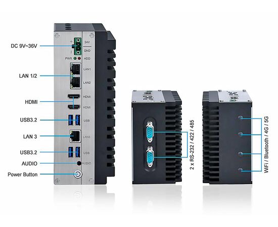 Встраиваемый промышленный компьютер с Core i7-1255U, 3×LAN, 4×USB, 2×COM, 2×HDMI, −30…+70°C, Установленный CPU: i7-1255U, фото 3  – ТА