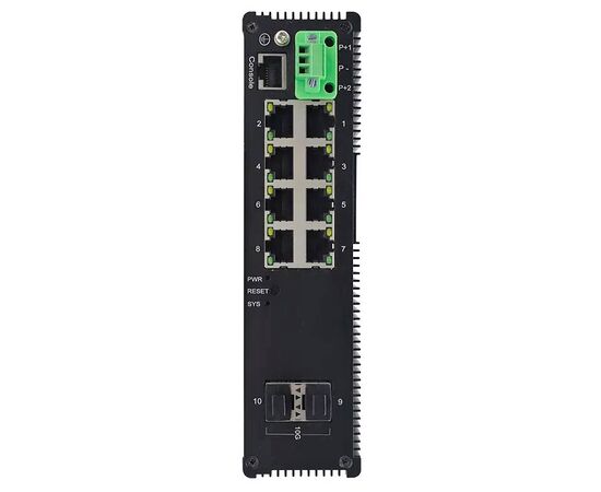 Управляемый промышленный L3 коммутатор Ethernet: 8 портов 10/100/1000TX + 2 порта 1G/10G SFP+, 2× 10…58 VDC, −40…+85°С, фото 4  – ТА