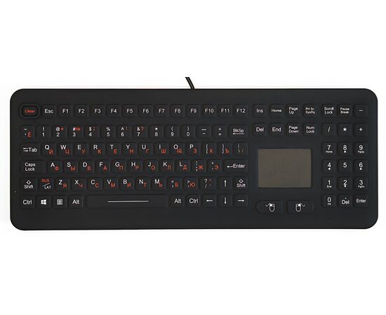 Силиконовая клавиатура 107 клав. с тачпадом, без подсветки, настольная, USB, IP68, фото 3  – ТА