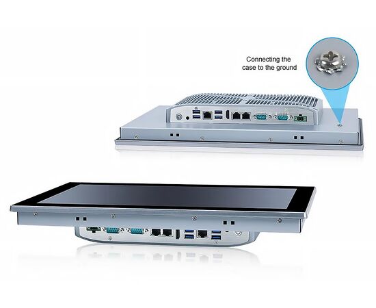 Промышленный панельный компьютер 15.6" с Processor N97, 4×USB, 2×RS-232/422/485, 3×2.5GbE LAN и мультисенсорным экраном, Диагональ экрана: 15.6", Соотношение сторон: 16:9, Сенсорный экран: ёмкостный мультисенсорный, Установленный CPU: Processor N97, Материал передней рамки: алюминий анодир., фото 5  – ТА