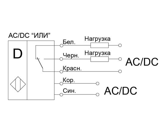 Оптический датчик диффузного отражения 50×50×18 (тип D), диапазон 0.1…1 м, реле "ИЛИ", 20…250 VAC/DC, кабель 2 м, фото 5  – ТА