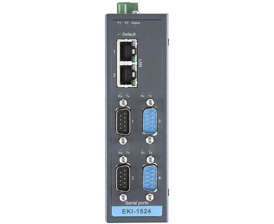 Сервер COM-портов для Ethernet: 4 порта RS-232/422/485 (DB9), 2 порта 10/100TX (RJ45), питание 12…48 ВDC, Всего COM-портов: 4, Разъемы COM-портов: DB9, Тип портов: RS-232/422/485, Вход: 12…48 VDC, Модификация: на DIN-рейку, Рабочая температура: -10…+60°C, фото 3  – ТА