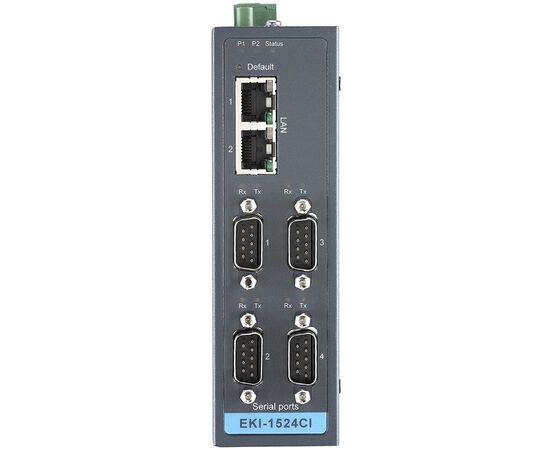 Сервер COM-портов для Ethernet: 4 порта RS-422/485 (DB9) с изоляцией, 2 порта 10/100TX (RJ45), питание 12…48 ВDC, −40…+75°C, Всего COM-портов: 4, Разъемы COM-портов: DB9, Тип портов: RS-422/485 с изоляцией, Вход: 12…48 VDC, Модификация: на DIN-рейку, Рабочая температура: -40…+75°C, фото 3  – ТА