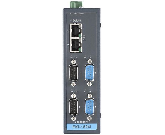Сервер COM-портов для Ethernet: 4 порта RS-232/422/485 (DB9), 2 порта 10/100TX (RJ45), питание 12…48 ВDC, −40…+75°C, Всего COM-портов: 4, Разъемы COM-портов: DB9, Тип портов: RS-232/422/485, Вход: 12…48 VDC, Модификация: на DIN-рейку, Рабочая температура: -40…+80°C, фото 3  – ТА