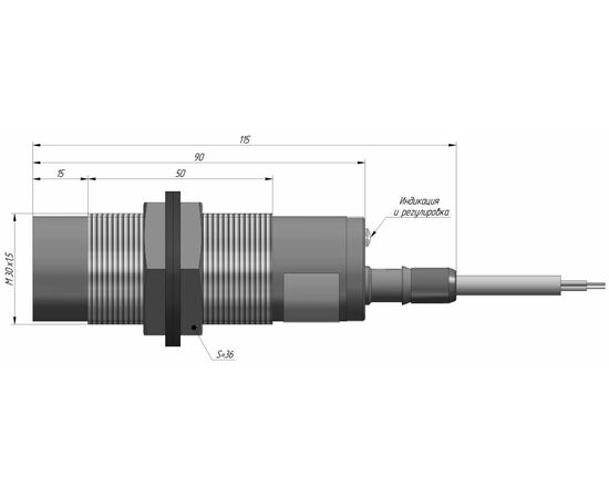 Емкостный датчик M30×90 (Sn=20 мм), PNP "НО", 24 VDC, кабель 2 м со штуцером, Тип напряжения: DC, Монтажное исполнение: неутапливаемое, Функция выхода: НО, Электрическое исполнение: PNP, Модификация: стандарт, Электрическое подключение: кабель со штуцером, фото 4  – ТА