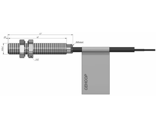 Индуктивный датчик M8×47 (S=1.5 мм), PNP "НЗ", кабель 2 м, Монтажное исполнение: утапливаемое, Функция выхода: НЗ, Электрическое исполнение: PNP, Модификация: стандарт, Электрическое подключение: кабель, фото 4  – ТА