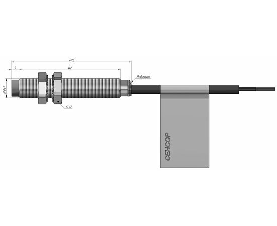 Индуктивный датчик M8×50 (S=4 мм), NPN "НЗ", кабель 2 м, Монтажное исполнение: неутапливаемое, Функция выхода: НЗ, Электрическое исполнение: NPN, Модификация: увеличенное Sn, Электрическое подключение: кабель, фото 4  – ТА